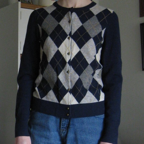 J. Crew Sweaters - J. Crew gold, blue, and gray argyle cardigan